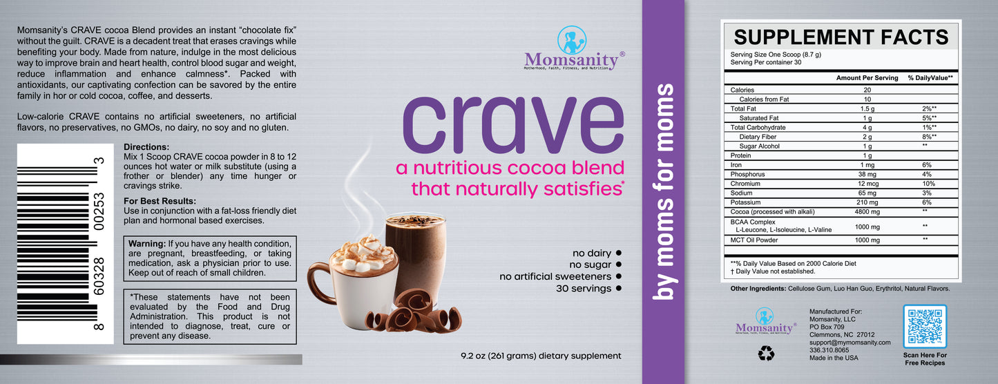 CRAVE A Nutritious Cocoa Blend that Naturally Satisfies - 30 servings