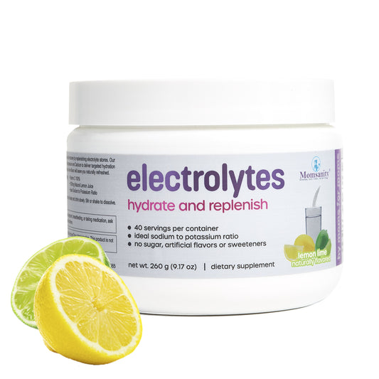 Momsanity electrolyte powder front product label